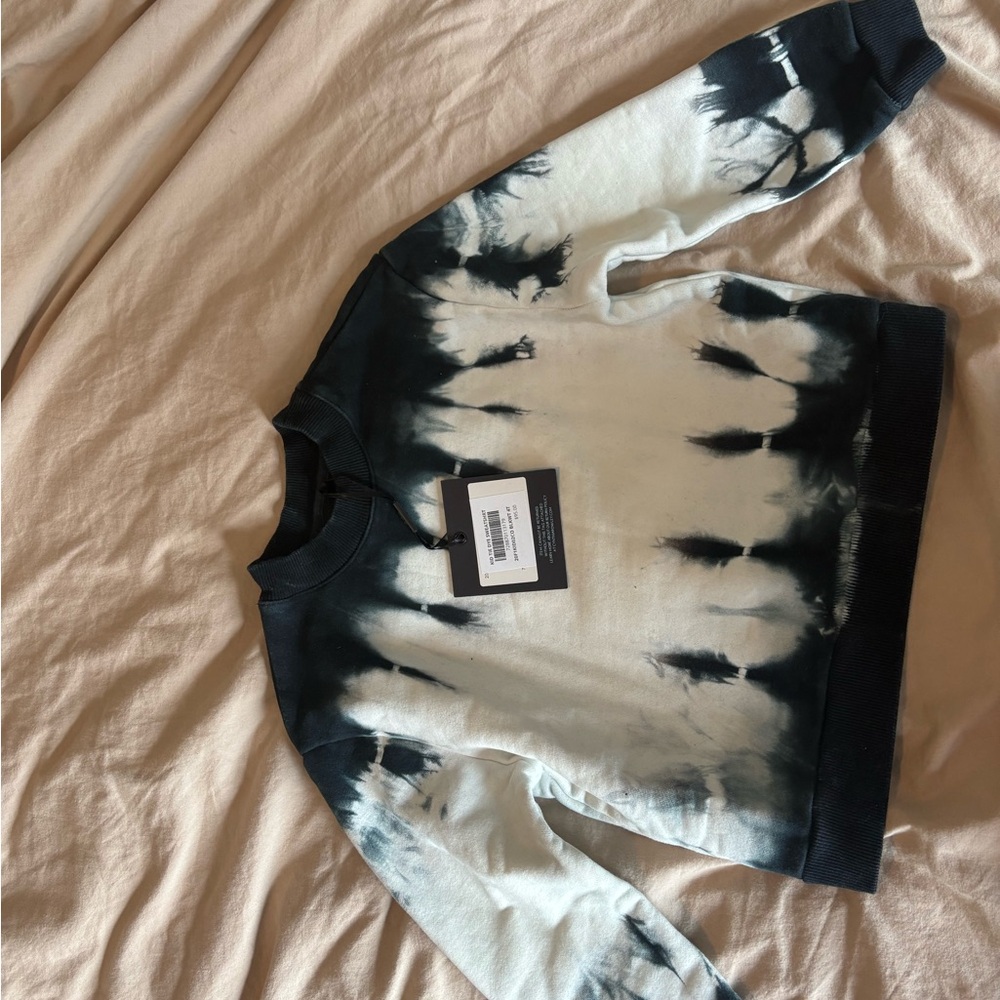 Cynthia Rowley Black & Cream Tie-Dye Crewneck Sweatshirt